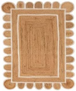 Scallop Pattern Jute Bohemian Area Rug (3' x 5' (Rectangular) / Off White)