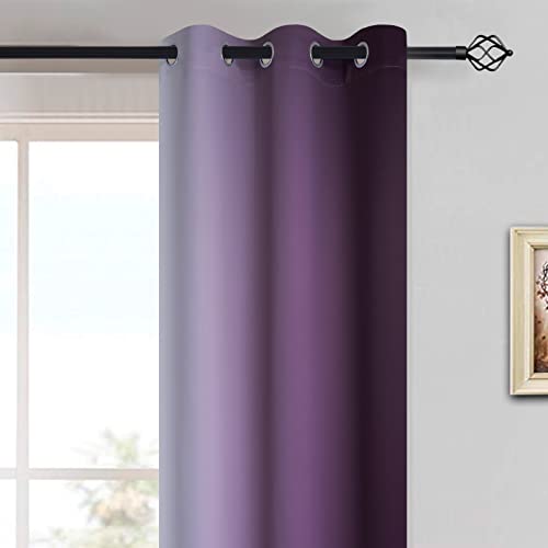 Ombre Curtains Purple and Greyish White for Living Room (42"W x 63"L (Pack of 2) / Purple)