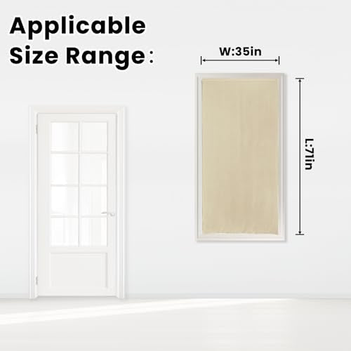 Self Adhesive Portable Blackout Curtains for Bedroom Easy to Install Window Thermal Lnsulated Kitchen Room Darkening Small Window Curtains (35"W x 71"L (Pack of 1) / Beige)