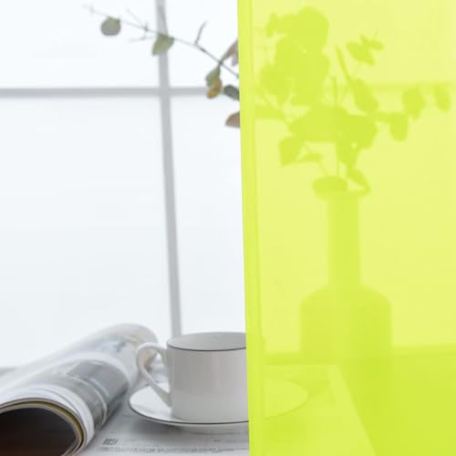 Basic Rod Pocket Sheer Voile Window Curtain Panels Chartreuse 1 Pair 2 Panels 52 Width 72 Inch Long for Kitchen Bedroom Children Living Room Yard（Chartreuse (Chartreuse / 52"W x 72"L (Pack of 2))