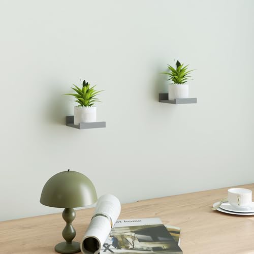 Small Grey Floating Shelves for Wall (Grey / 3.9in)