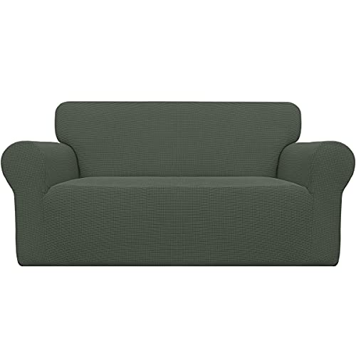 Stretch Oversized Loveseat Couch Covers Washable Olive Green (Medium-XL Loveseat / Olive Green)