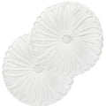 Set of 2 Off White Velvet Decorative Round Pleated Throw Pillows (Off White)