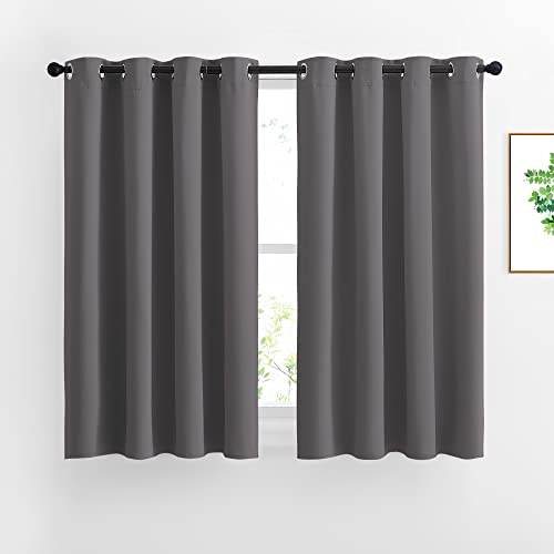 Grey Blackout Kitchen Curtains for Bedroom (Grey / 52"W x 45"L (Pack of 2))