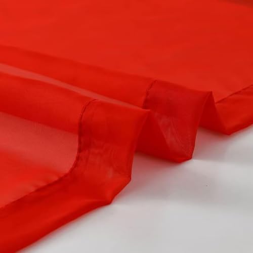Sheer Red Curtains 4 Panels Rod Pocket Semi (Red / 52"W x 72"L (Pack of 4))
