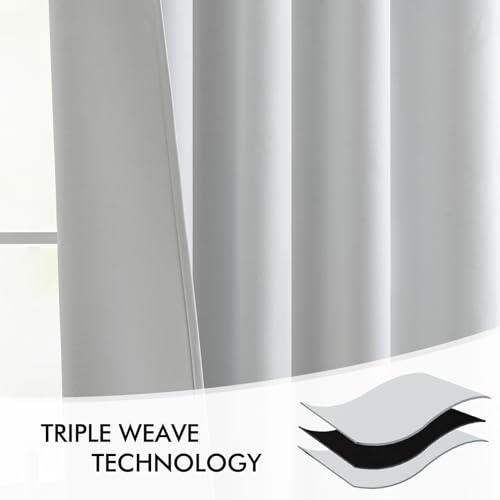 Greyish White Back Tab Blackout Curtains 52x120 Inch Long 2 Panels (Greyish White / 52"W x 120"L (Pack of 2))