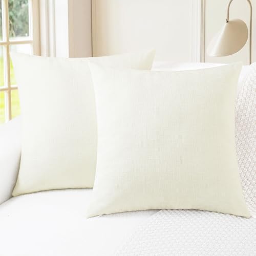 Decorative Couch Throw Pillow Covers 22 X 22 Inches Cream (22" x 22" (Pack of 2) / Cream)