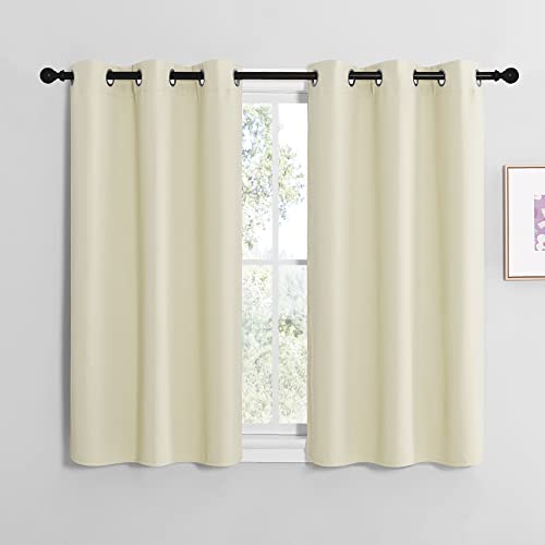 Room Darkening Curtain Panels for Living Room (Beige / 42"W x 40"L (Pack of 2))