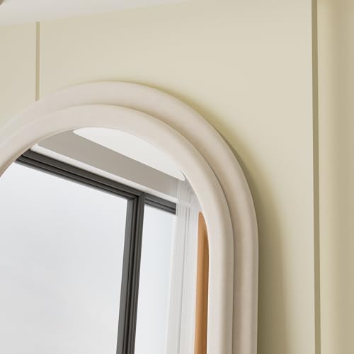 Floor Mirror Full Length Mirror with Stand (Arched - White)