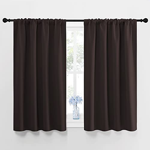 Blackout Curtain Panels 45 inches Long (Toffee Brown / 42"W x 45"L (Pack of 2))