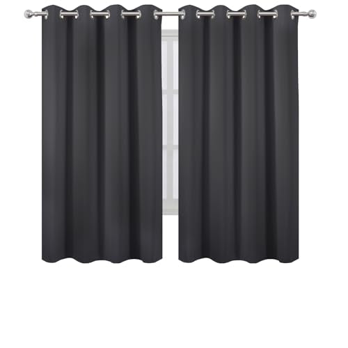 Dark Grey Blackout Curtains 52 x 63 Inch Length (Dark Grey / 52"W x 63"L (Pack of 2))