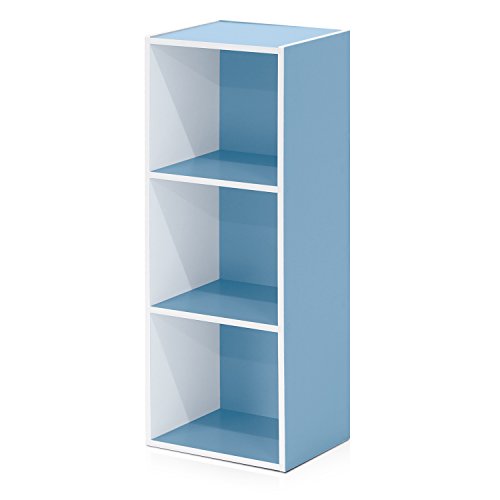 LUDER Book Shelf (White/Light Blue / 3-Tier Cube)