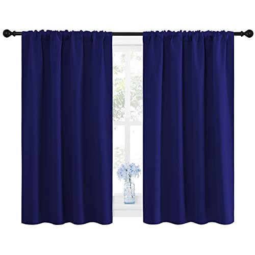 Navy Blue Curtains Blackout Draperies (Royal Blue / 42"W x 45"L (Pack of 2))