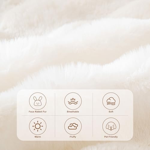 White Sofa Covers Dog Couch Cover Rabbit Plush L Shaped Couch Covers Faux Fur Sofa Slipcovers for 3 Seat Cushion Couches Shaggy Couch Cover Blanket Washable Thick Soft (71" x 118" / Z-plush:white)