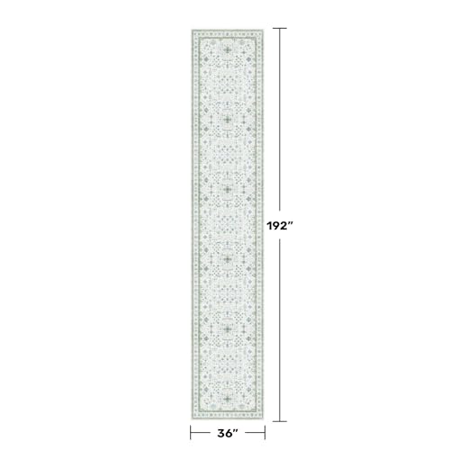 Oushak 3x16 Wide Hallway Runner Rug (3' x 16' (Runner) / Cream Green)