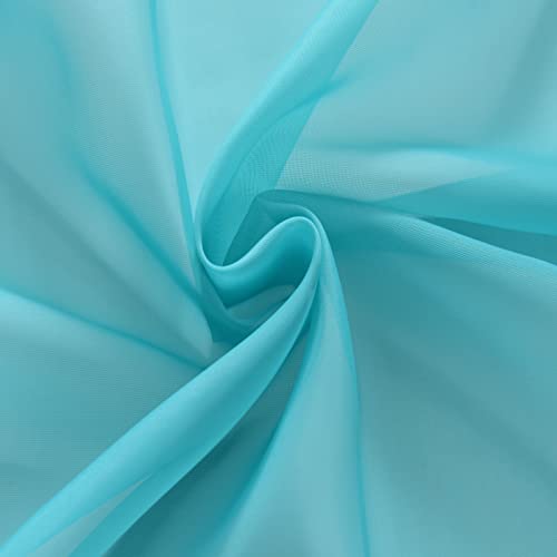 Sheer Voile Window Treatment Rod Pocket Curtain Panels for Kitchen Bedroom Living Room Drapes Sunlight Filtering Privacy Semi Home Decor Assorted Colors Sizes (Turquoise / 52"W x 54"L (Pack of 2))