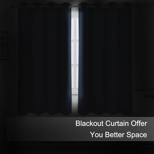 Navy Blackout Curtains 66 x 63 Inch Length (Navy / 66"W x 63"L (Pack of 2))