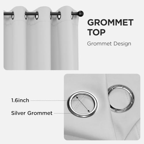 60% Blackout White Curtains 84 Inch Length 2 Panels (Greyish White / 52"W x 84"L (Pack of 2))