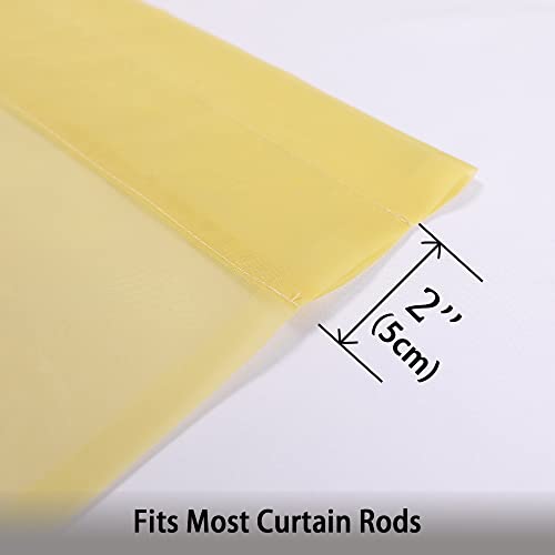 Sheer Curtains 63 inch Length 2 Panels Set (Yellow / 42"W x 63"L (Pack of 2))