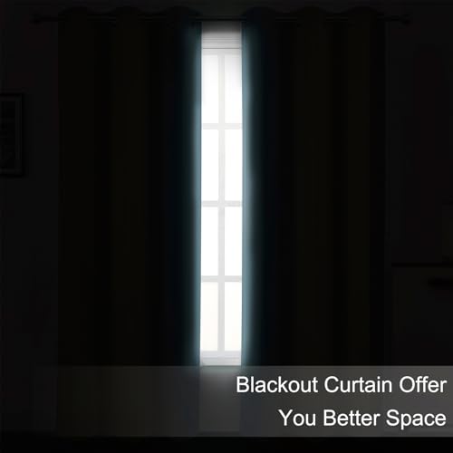 Blackout Curtains 66 x 72 Inch Long Stone Blue Curtains Set of 2 Panels Room Darkening Curtains for Bedroom and Living Room (Stone Blue / 66"W x 72"L (Pack of 2))