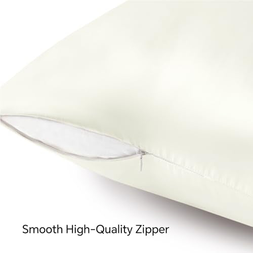 Zipper Satin Pillowcases (Ivory / King (20" x 40")-Zipper)