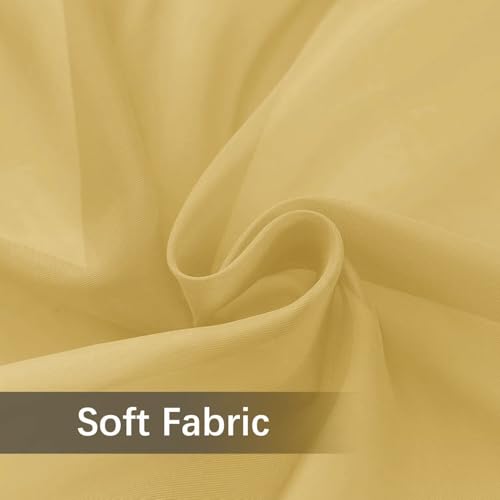 Solid Sheer Rod Pocket Curtain Voile Draperies 2 Panels White Beige Black Grey Ivory 52 Inch Width 45 Inch Long 1 Pair for Kitchen Bedroom Children Living Room Yard (Gold / 52"W x 45"L (Pack of 2))