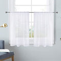 White Kitchen Sheer Valance Curtains 30 Inch (White / 26"W x 30"L (Pack of 2))