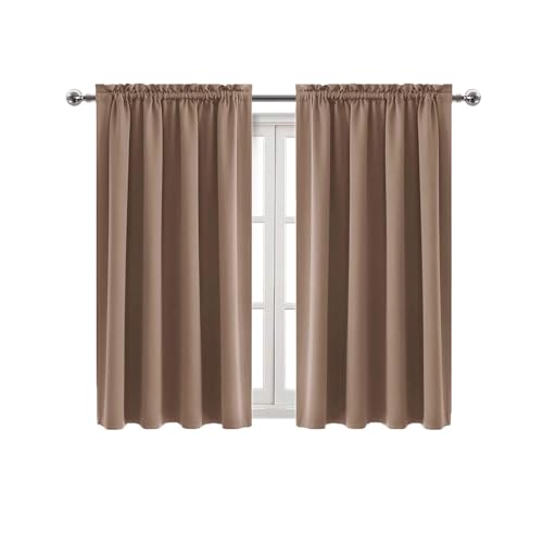 Blackout Curtains for Bedroom Living Room 38 x 45 Inch Long Khaki (Khaki / 38"W x 45"L (Pack of 2))