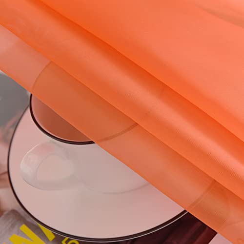 Basic Rod Pocket Sheer Voile Window Curtain Panels Jaffa Orange 1 Pair 2 Panels 52 Width 63 Inch Long for Kitchen Bedroom Children Living Room Yard (Jaffa Orange / 52"W x 63"L (Pack of 2))