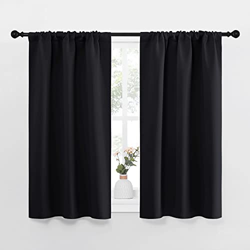 Black Blackout Curtains for Kitchen 34" Wide x 40" Long 2 Panels (Black / 34"W x 40"L (Pack of 2))