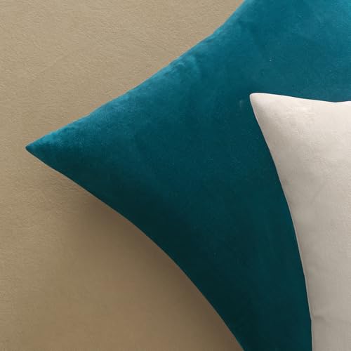 28x28 Inch Pack of 2 Euro Velvet Throw Pillow Covers Teal (28" x 28" (Pack of 2) / Teal)