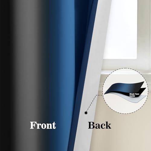 Dark Blue Black Ombre Curtains 52x72 Inche Long 2 (52"W x 72"L (Pack of 2) / Dark Blue and Black)