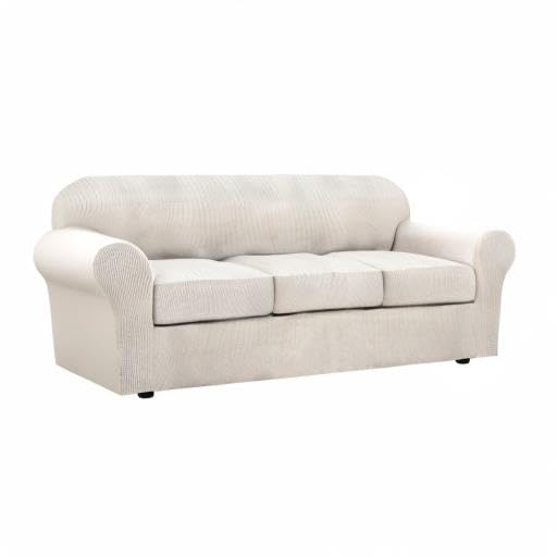 4 Piece Stretch Couch Covers for 3 Cushion Couch Sofa Furniture Slipcovers Feature Upgraded Thicker Jacquard Fabric (Large / Ivory)