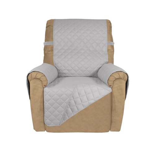 Reversible Recliner Chair Covers Couch Covers for Dogs (Small Recliner / Light Gray/Light Gray)