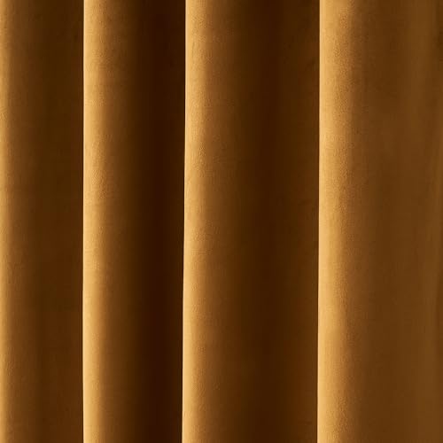 Velvet Curtains Golden Brown 52 x 84 Inch Length Set of 2 (Golden Brown / 52"W x 84"L (Pack of 2))