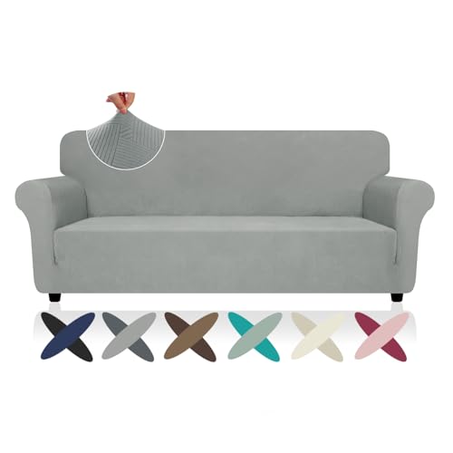 Super Stretch Sofa Cover (- Light Grey / Large (72"-92"))