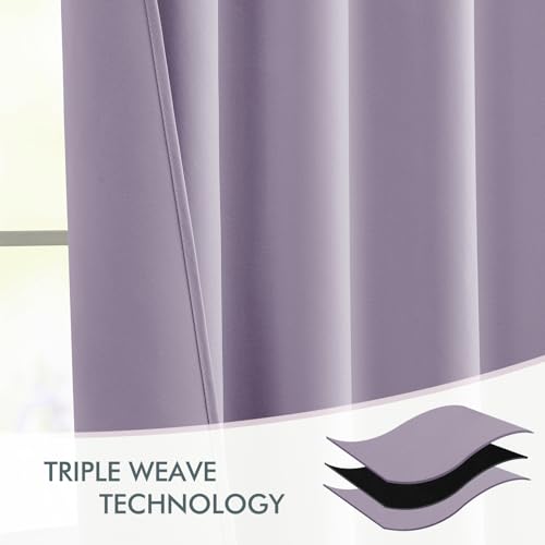 Lilac Back Tab Blackout Curtains 52x84 Inch Length 2 Panels Set (Lilac / 52"W x 84"L (Pack of 2))