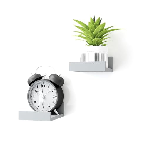 Small Grey Floating Shelves for Wall (Grey / 3.9in)