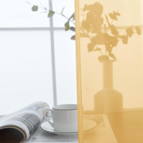 Basic Rod Pocket Sheer Voile Window Curtain Panels Gold 1 Pair 2 Panels 52 Width 72 Inch Long for Kitchen Bedroom Children Living Room Yard（Gold (Gold / 52"W x 72"L (Pack of 2))
