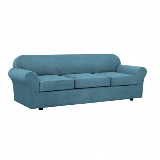 4 Piece Stretch Sofa Covers for 3 Cushion Couch Covers for Living Room Furniture Slipcovers (X-Large / Storm Blue)