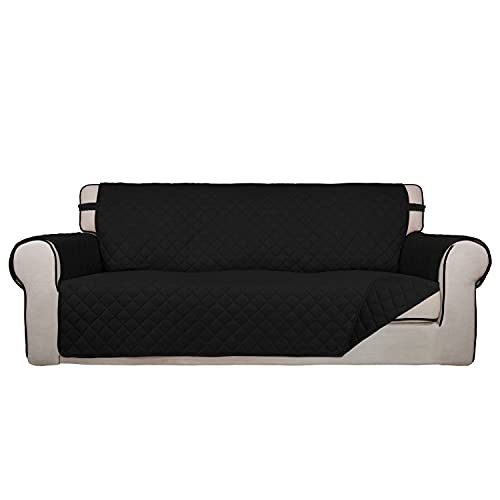 Reversible Quilted Couch Covers for Dogs Oversized Sofa Cover 78” (X-Large / Black/Black)