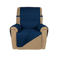 Reversible Quilted Oversized Recliner Sofa Cover (Small Recliner / Navy/Navy)