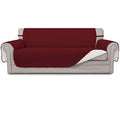 Reversible Couch Cover for 3 Cushion Couch Sofa Cover for Dogs Water Resistant Furniture Protector Cover with Foam Sticks Elastic Straps for Pet Cat (Christmas Red/Ivory / Large Sofa)