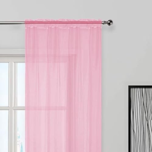 Sheer Voile Window Treatment Rod Pocket Curtain Panels for Kitchen Bedroom Living Room Drapes Sunlight Filtering Privacy Semi Home Decor Assorted (Light Pink / 52"W x 72"L (Pack of 2))