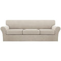 4 Piece Sofa Covers for 3 Cushion Couch Sofa Slipcover Soft Couch Cover for Dogs Washable Furniture Cover with 3 Individual Large Cushion Covers Feature Fabric (L Sofa (3 Cushion) / Island Fossi)