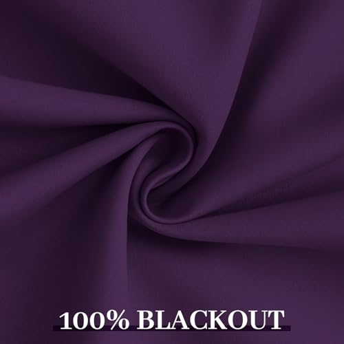 100% Blackout Curtains 52x84 inch Long Purple Window Drapes (Purple / 52"W x 84"L (Pack of 2))
