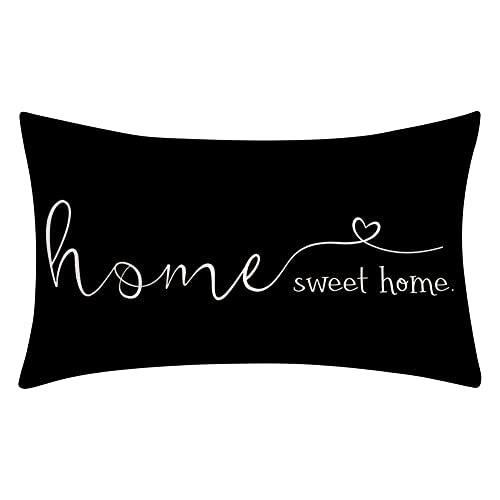 Farmhouse Pillow Covers (20" x 12" (Pack of 1) / Black)
