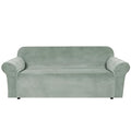 1 Peice Stretch Velvet Sofa Covers for 3 Cushion Couch Covers Sofa Slipcovers Furniture Protector Soft (Sea Grass / Sofa)
