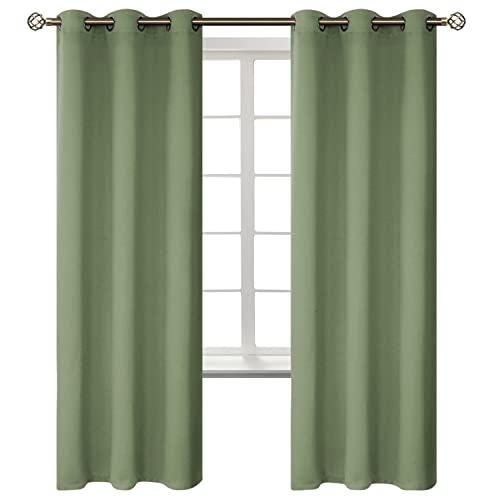 Grass Green Blackout Curtains for Bedroom 72 Inch Long (Grass Green / 42"W x 72"L (Pack of 2))