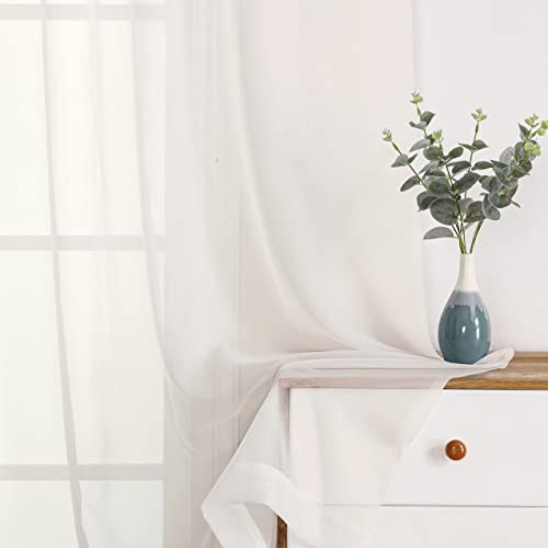 Sheer Curtains 72 Inch Length 2 Panels (Ivory / 42"W x 72"L (Pack of 2))
